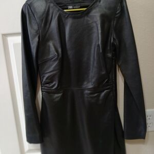 ZARA REAL LEATHER DRESS, XS, NWOT